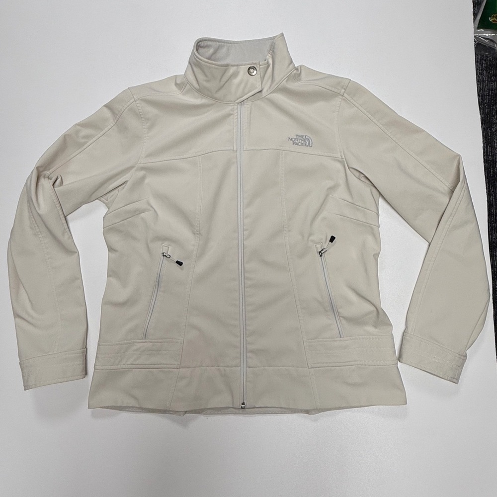 The North Face Jacket Cream Beige Full Zip Mock Neck Women XL
